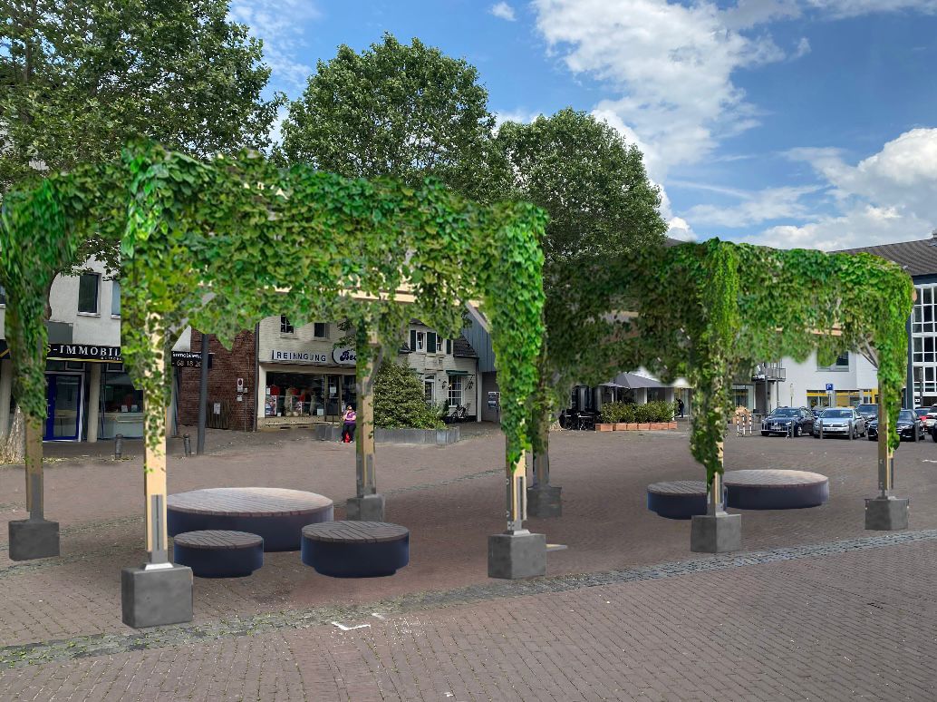 Klimainseln als grüne Korridore auf dem Marktplatz